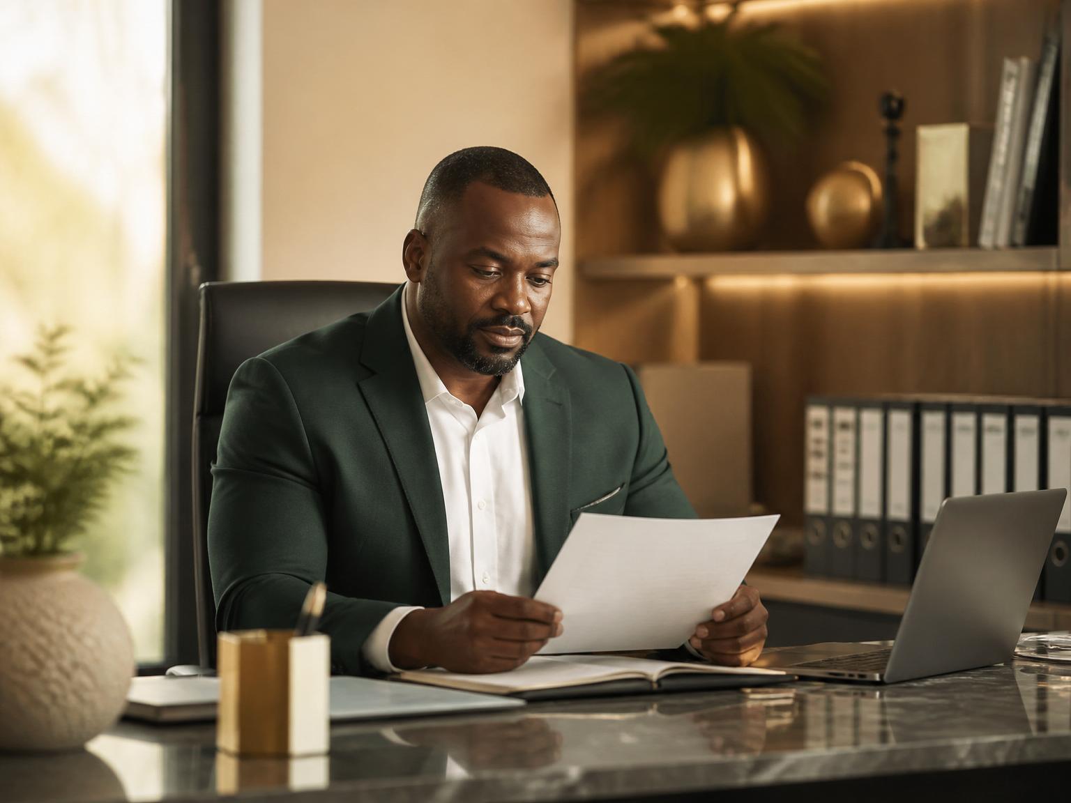 South African business owner reviewing compliance documents